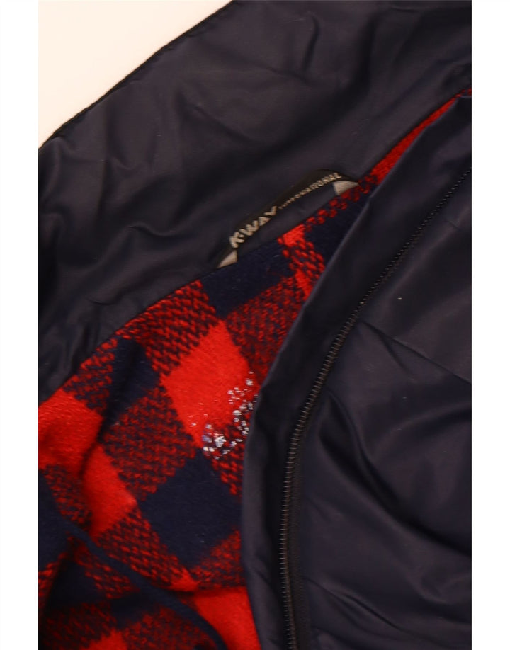 K-WAY Mens Hooded Windbreaker Jacket UK 36 Small Navy Blue Vintage K-Way and Second-Hand K-Way from Messina Hembry 