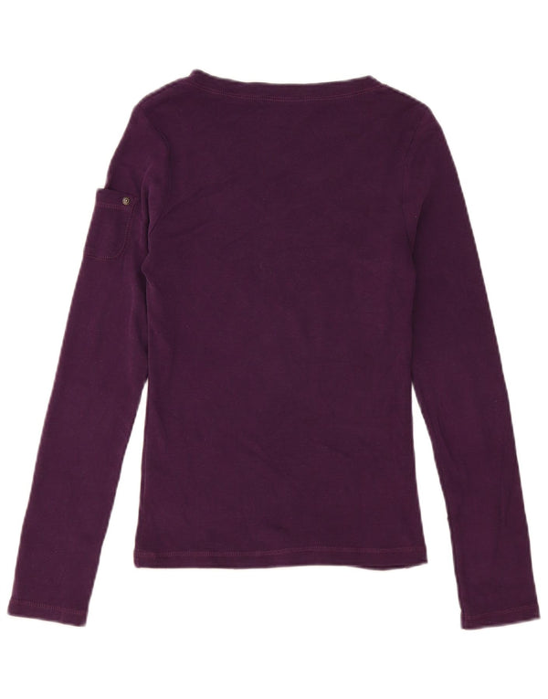 Marlboro Classics Womens Top Long Sleeve UK 14 Large Purple Cotton