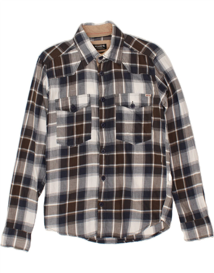 JACK & JONES Mens Flannel Shirt Small Navy Blue Check Cotton Vintage Jack & Jones and Second-Hand Jack & Jones from Messina Hembry 