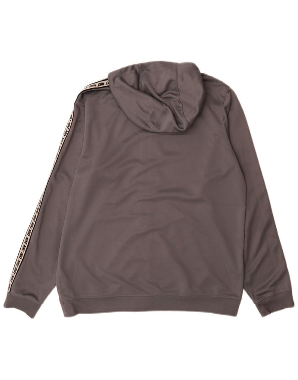Nike Mens Graphic Zip Hoodie Sweater Large Grey Colourblock Polyester