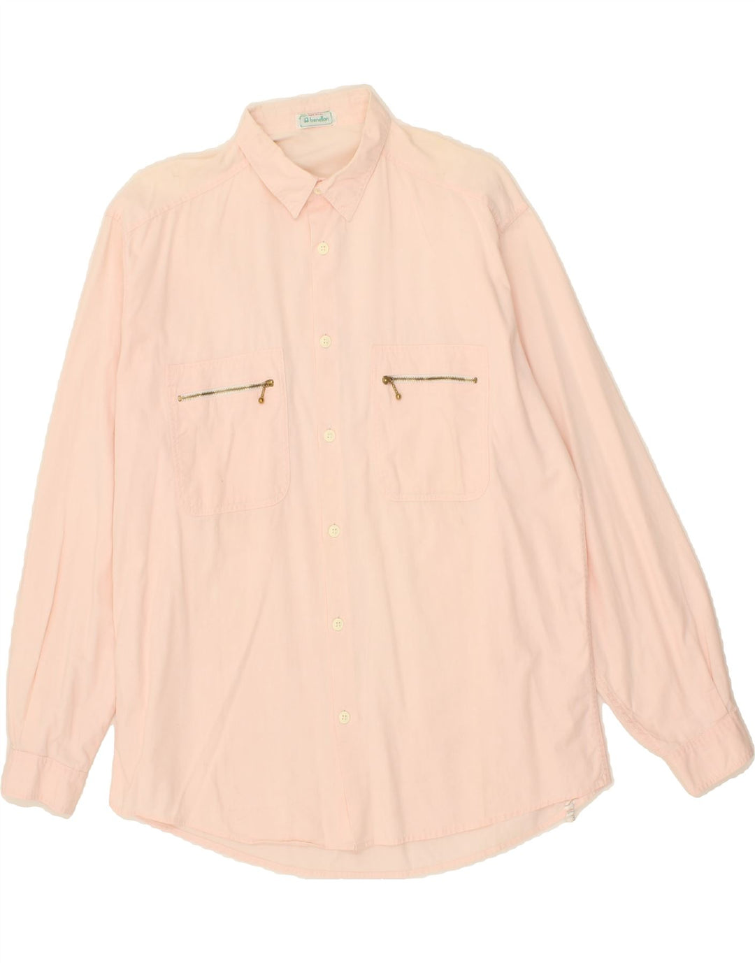 BENETTON Mens Shirt Large Pink Cotton Vintage Benetton and Second-Hand Benetton from Messina Hembry 