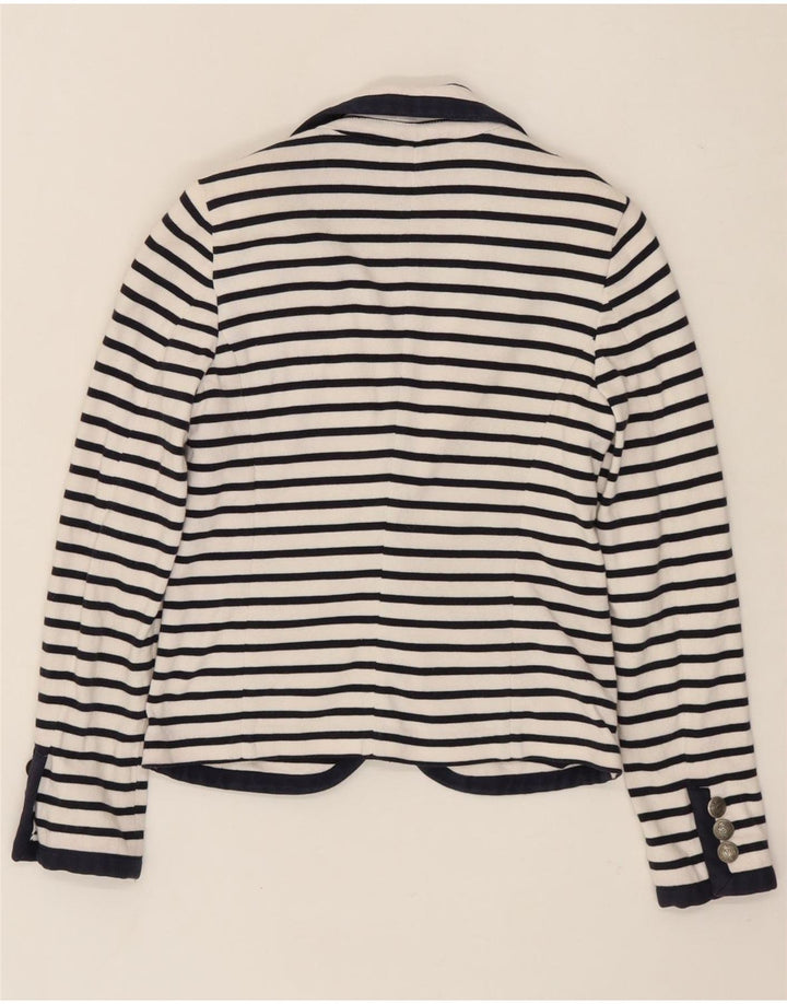MASSIMO DUTTI Womens 1 Button Blazer Jacket UK 10 Small White Striped Vintage Massimo Dutti and Second-Hand Massimo Dutti from Messina Hembry 