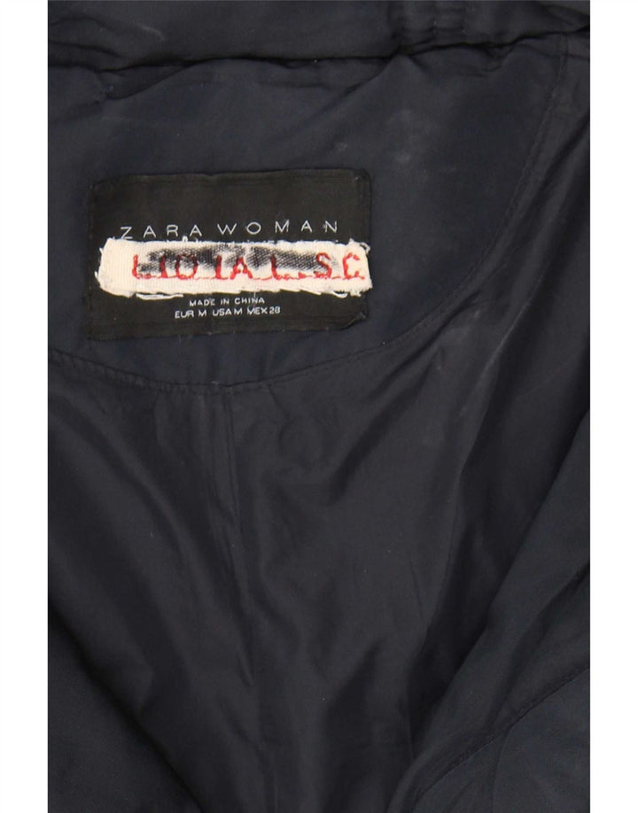 Jaqueta acolchoada feminina Zara UK 12 médio azul marinho