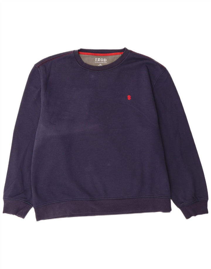Izod Mens Sweatshirt Jumper 2XL Navy Blue Polyester