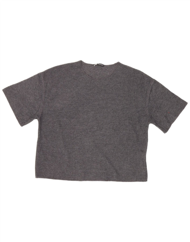 T-shirt oversize da donna Zara UK 10 piccola in poliestere grigio