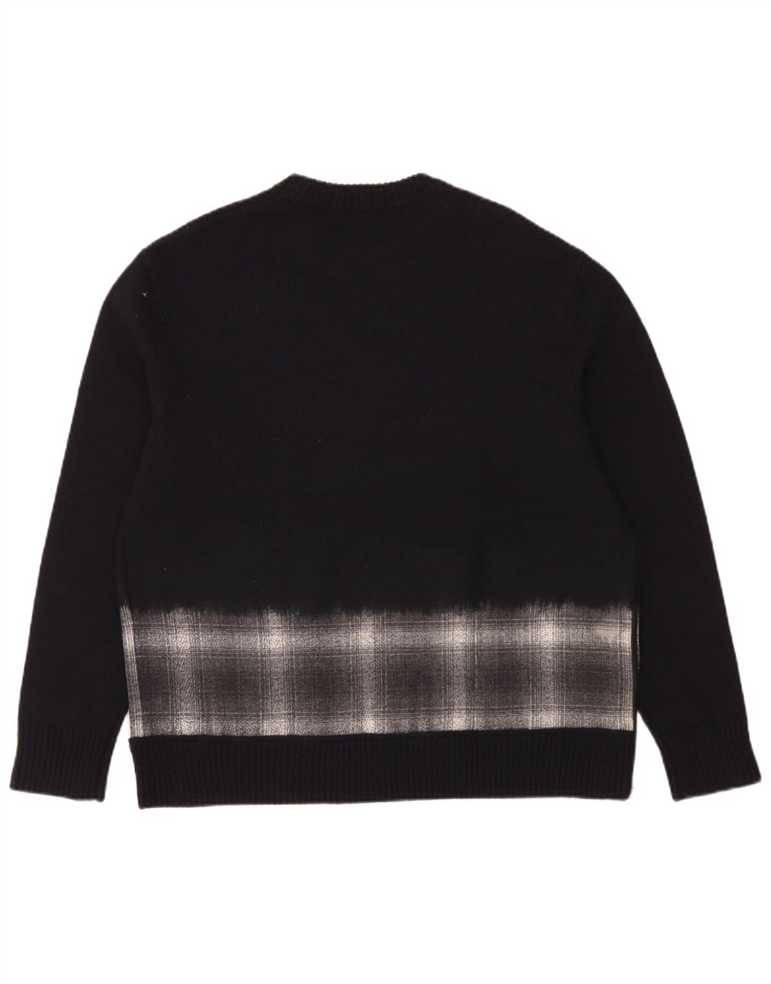 All Saints Mens Oversized Crew Neck Jumper Sweater Medium Navy Blue Check