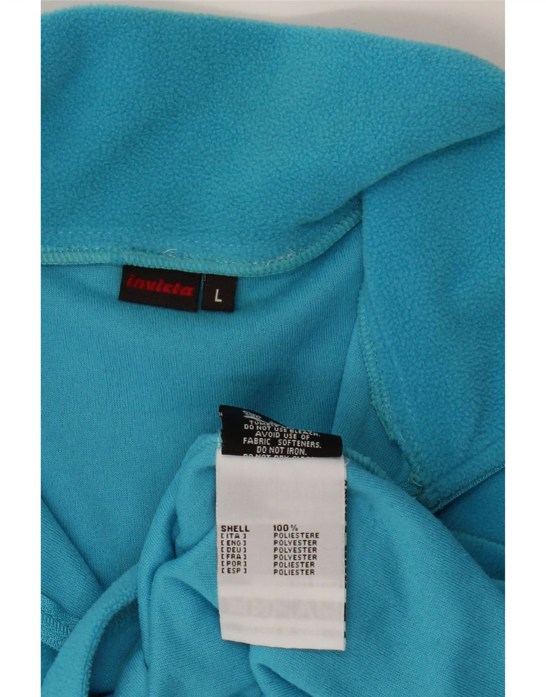 INVICTA Mens Zip Neck Fleece Jumper Large Turquoise Polyester Vintage Invicta and Second-Hand Invicta from Messina Hembry 
