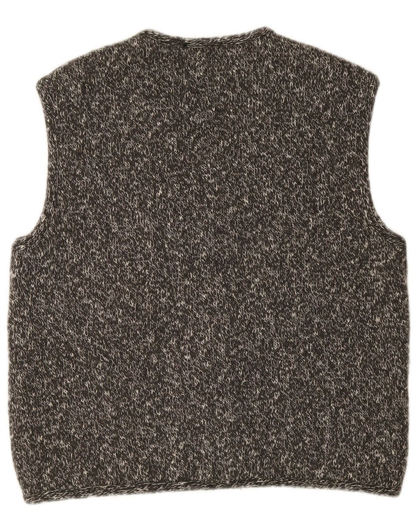 Gilet lavorato a maglia da donna vintage UK 16 grande lana screziata grigia