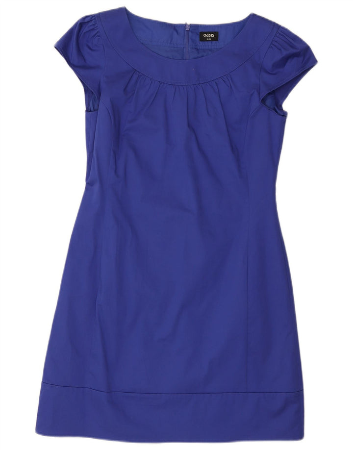 OASIS Womens Sheath Dress UK 12 Medium Navy Blue Cotton
