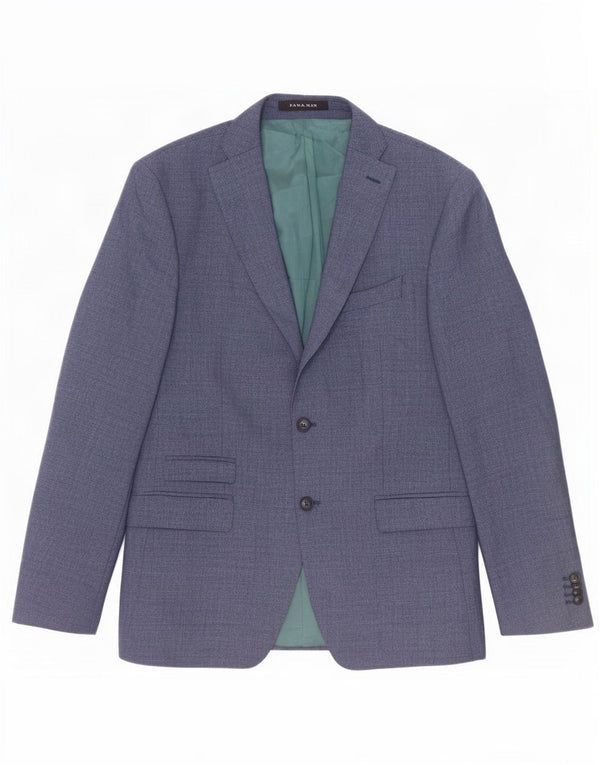 Jaqueta blazer masculina Zara com 2 botões UE 52 grande azul poliéster