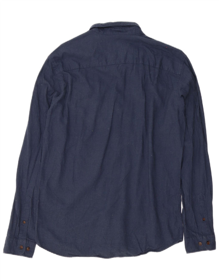 Jack & Jones Mens Shirt Medium Navy Blue Cotton