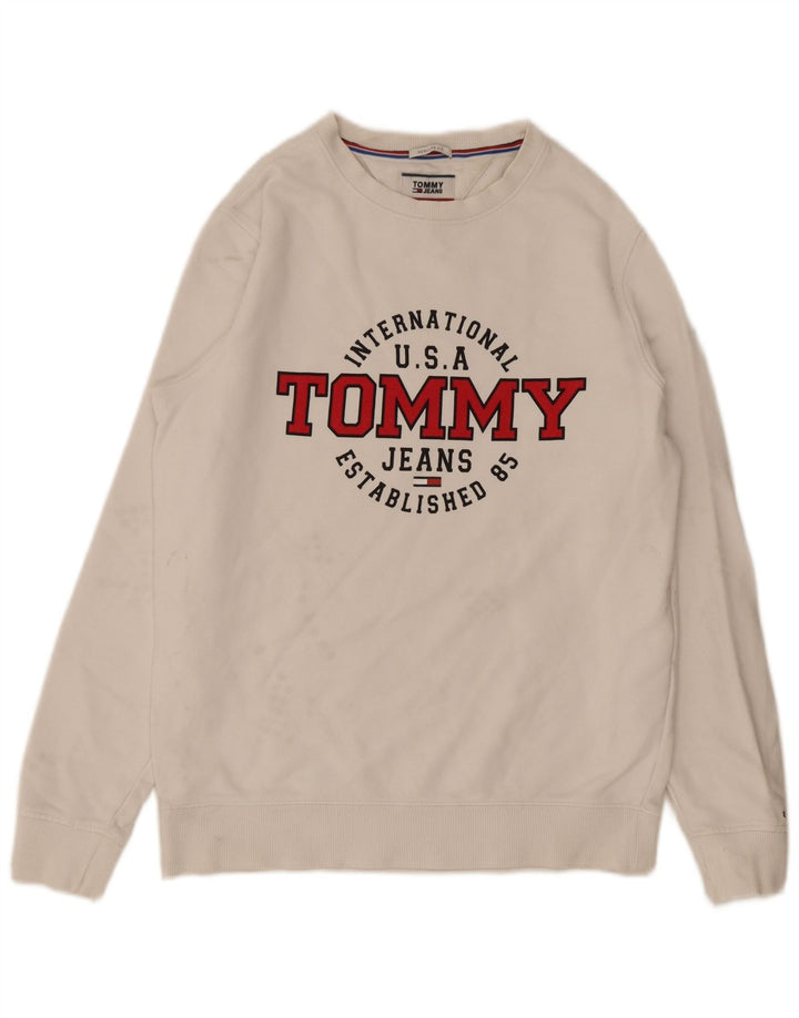 Męska bluza dresowa Tommy Hilfiger o regularnym kroju, średnia biała bawełna