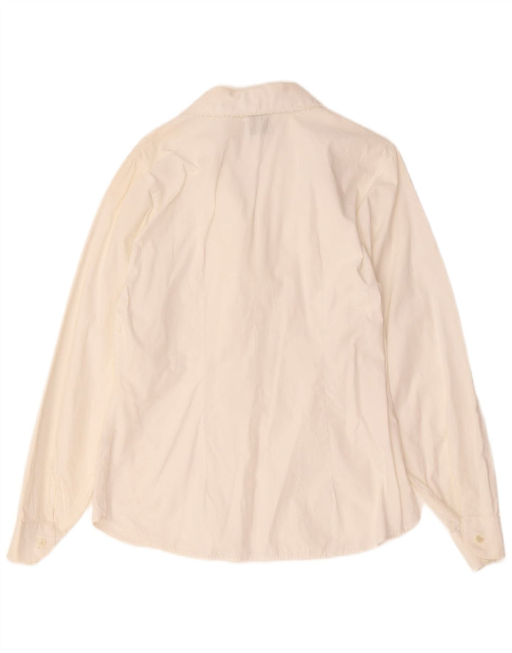 Benetton Chemise De Smoking Femme UK 12 Blanc Moyen