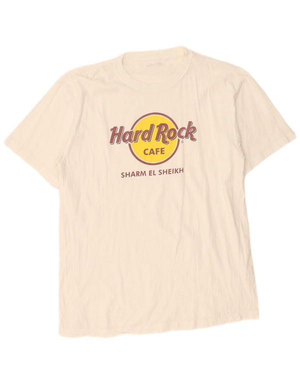 Hard Rock Cafe Mens Sharm El Sheikh Graphic T-Shirt Top Large White Cotton