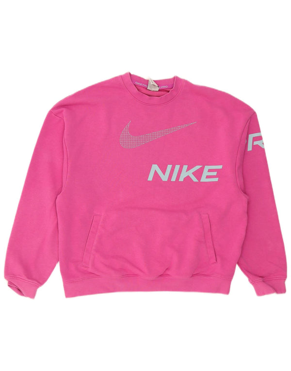Nike Sweat-shirt surdimensionné graphique pour femme UK 10 Petit coton rose