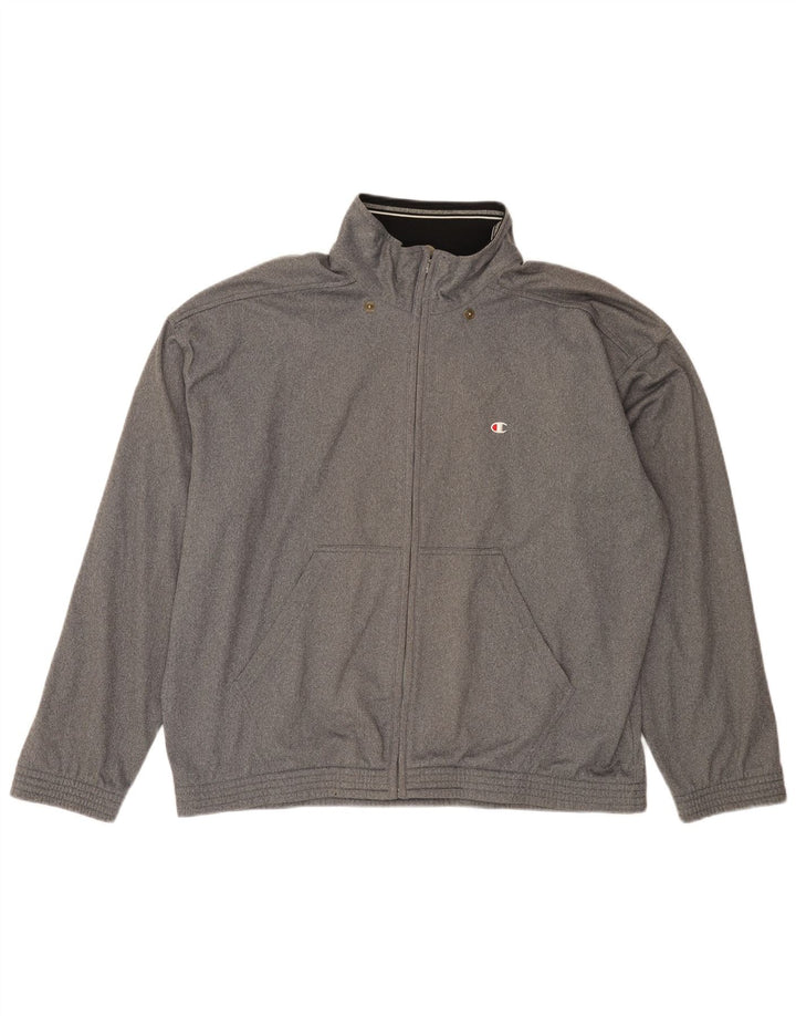CHAMPION Mens Loose Fit Tracksuit Top Jacket Large Grey Polyester