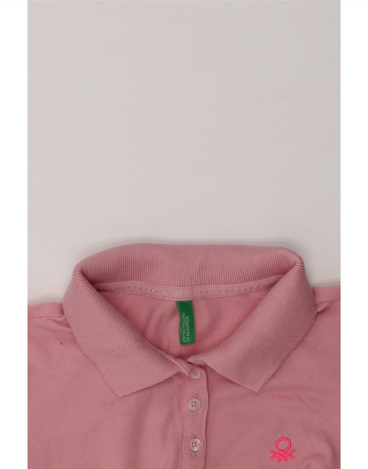 BENETTON Girls Polo Shirt 8-9 Years Large  Pink Cotton | Vintage Benetton | Thrift | Second-Hand Benetton | Used Clothing | Messina Hembry 