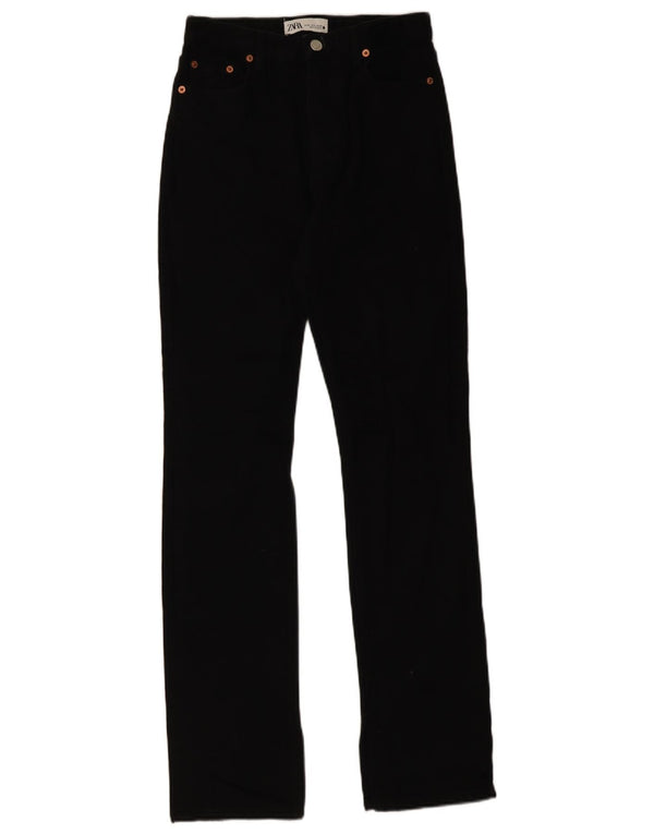 Zara Damen-Jeans mit hoher Taille, EU 36, XS, W26, L34, schwarze Baumwolle