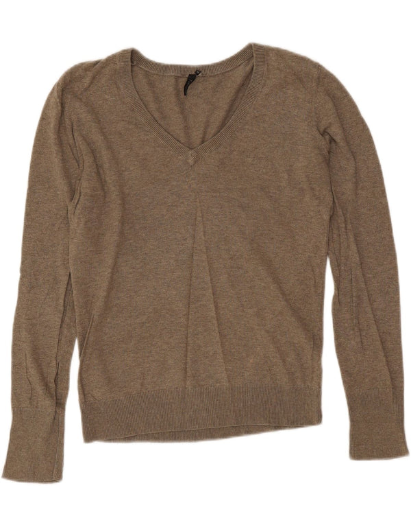 Topshop Dame V-hals sweater UK 12 Medium Grey Bomuld
