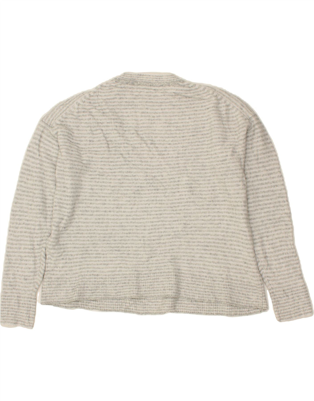 J. CREW Womens Crew Neck Jumper Sweater UK 14 Medium Grey Striped Vintage J. Crew and Second-Hand J. Crew from Messina Hembry 