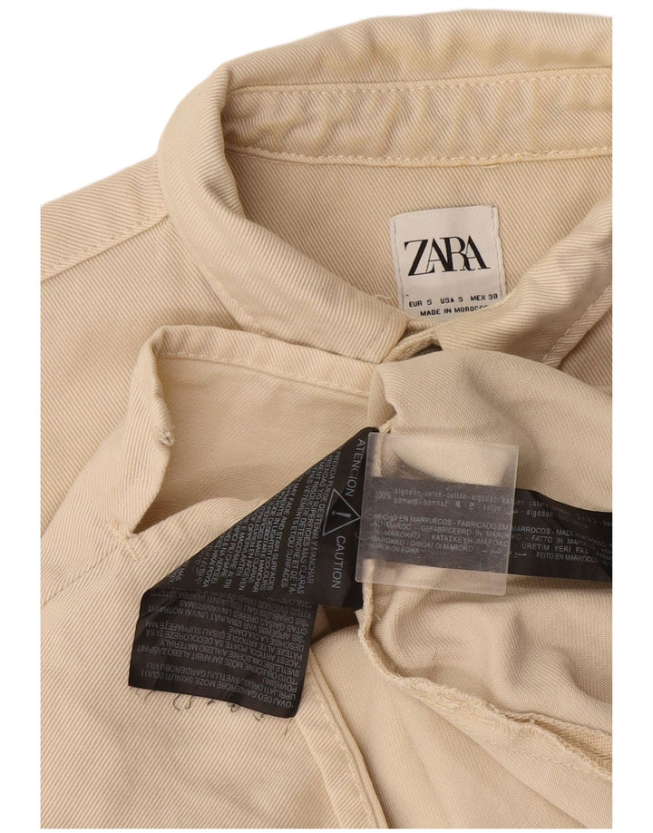 Zara Mens Denim Shirt Small Beige Cotton