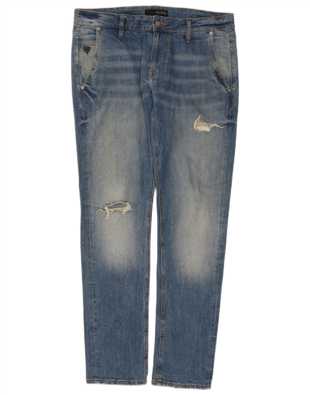 Guess Herre Distressed Slim Jeans W33 L32 Blå Bomuld