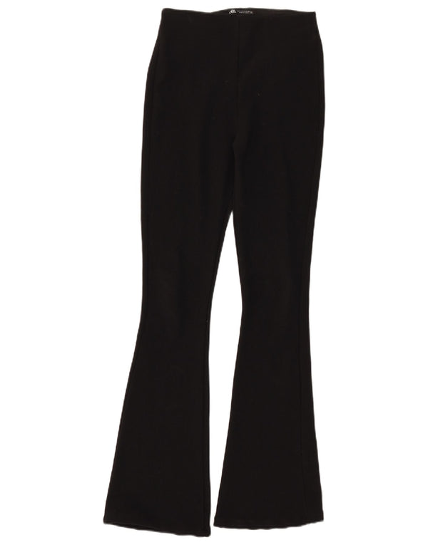 Zara Mujer Pantalones Casuales Acampanados Pequeño W26 L30 Negro