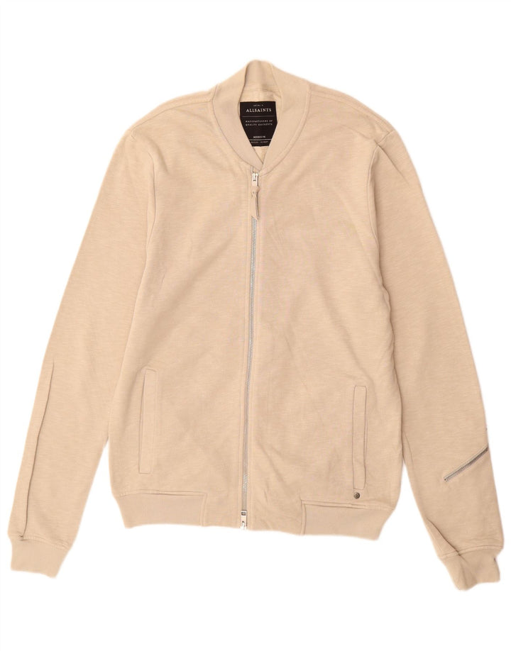 All Saints Mens Tracksuit Top Jacket Medium Beige Cotton