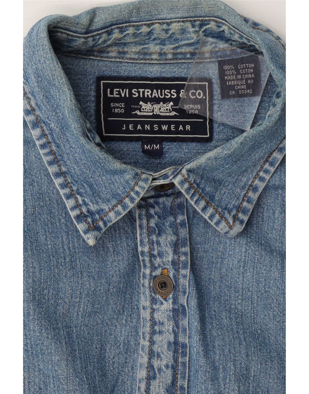 Levi's Chemise en Jean à Manches Courtes Homme Bleu Moyen Coton