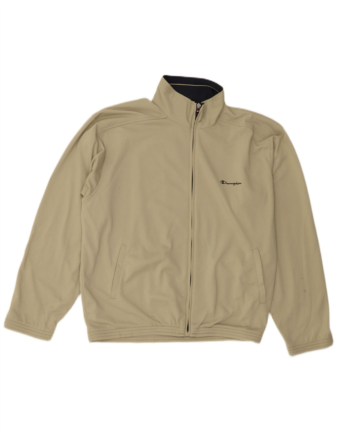 Champion Mens Tracksuit Top Jacket Large Khaki Polyester