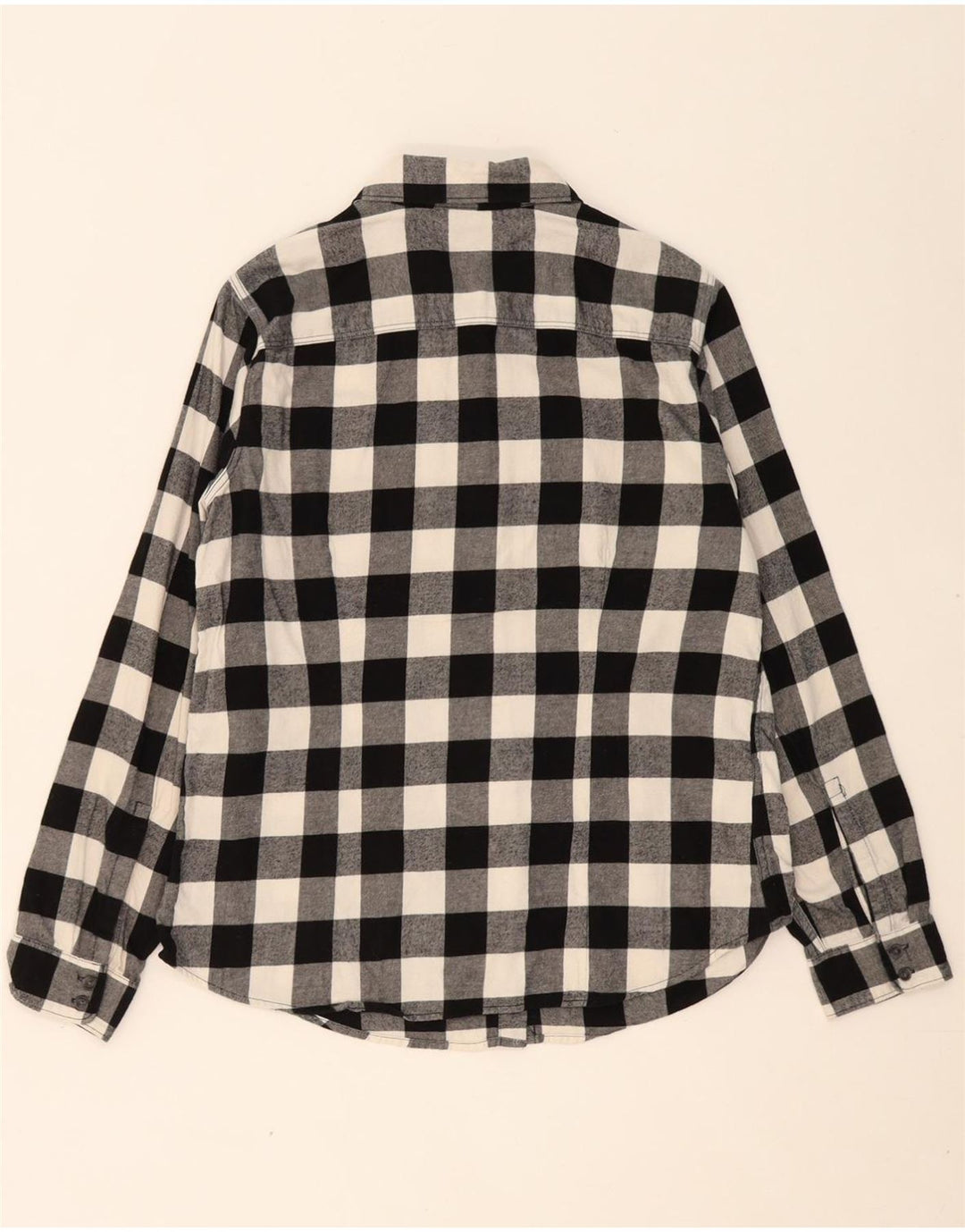 EDDIE BAUER Womens Flannel Shirt UK 14 Medium Black Check Cotton Vintage Eddie Bauer and Second-Hand Eddie Bauer from Messina Hembry 