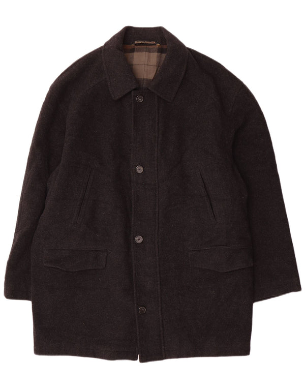 Marks & Spencer Mens Overcoat UK 40 Large Grey Virgin Wool