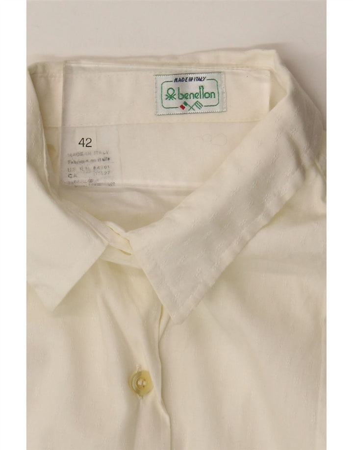 Benetton Damen-Hemd IT 42 aus mittelweißer Baumwolle