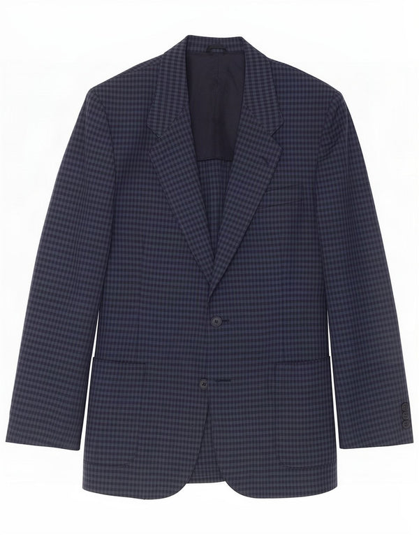 Chaqueta tipo blazer vintage de 2 botones para hombre IT 50 Large Navy Blue Gingham