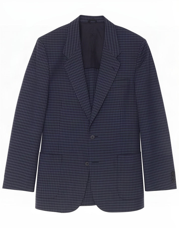 Chaqueta tipo blazer vintage de 2 botones para hombre IT 50 Large Navy Blue Gingham