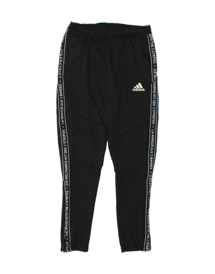 ADIDAS Boys Graphic Tracksuit Trousers 13-14 Years Black Polyester Vintage Adidas and Second-Hand Adidas from Messina Hembry 