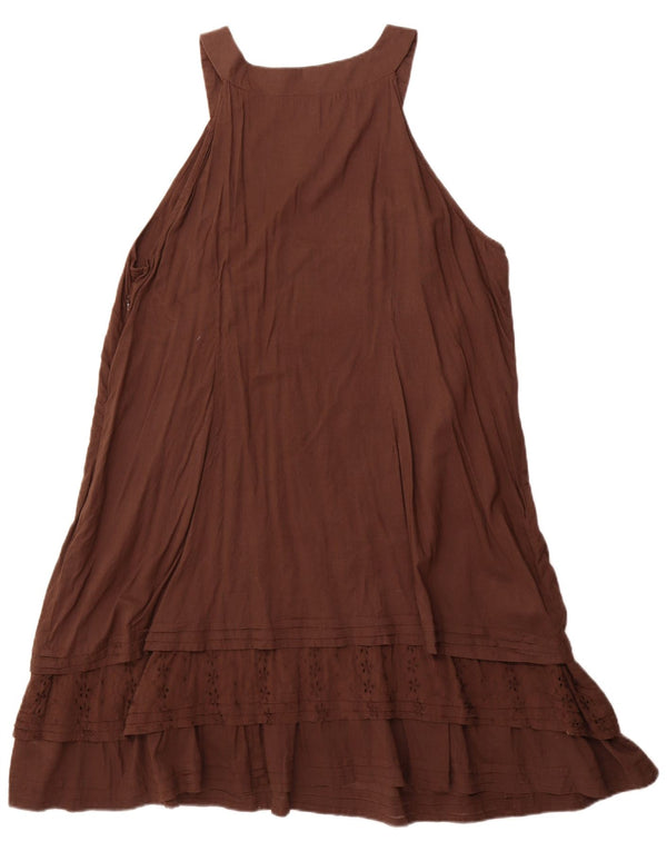 Fiorella Rubino Womens Sleeveless Tent Dress UK 24 4XL Brown Cotton