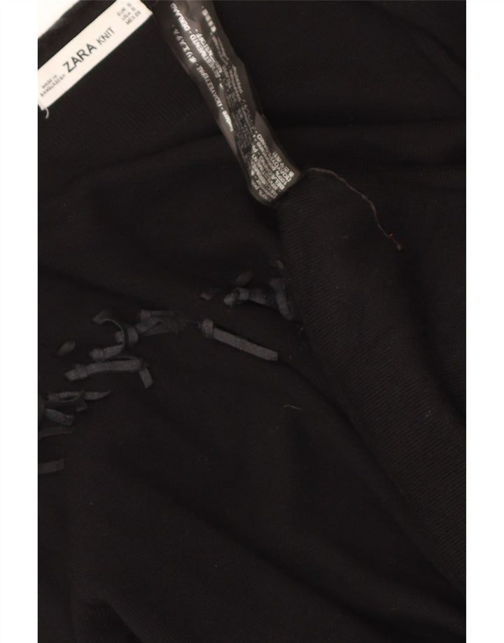 Maglione cardigan aperto asimmetrico da donna Zara UK 10 piccolo poliestere nero