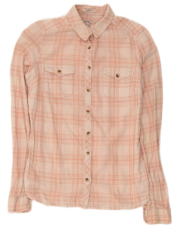 Fat Face Dame Classic Fit skjorte UK 10 Small Pink Plaid Bomuld
