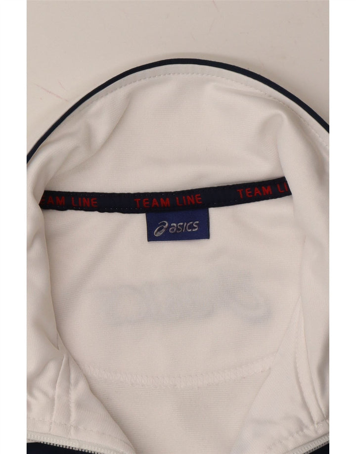 ASICS Womens Tracksuit Top Jacket UK 10 Small White Colourblock Polyester Vintage Asics and Second-Hand Asics from Messina Hembry 