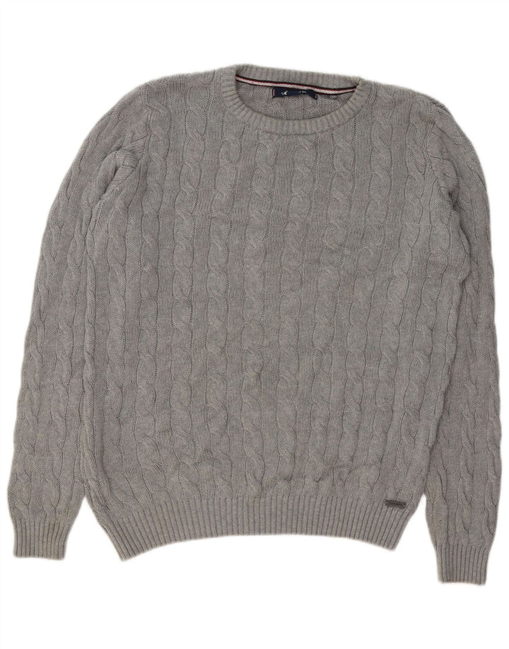 KANGOL Mens Crew Neck Jumper Sweater Large Grey Cotton