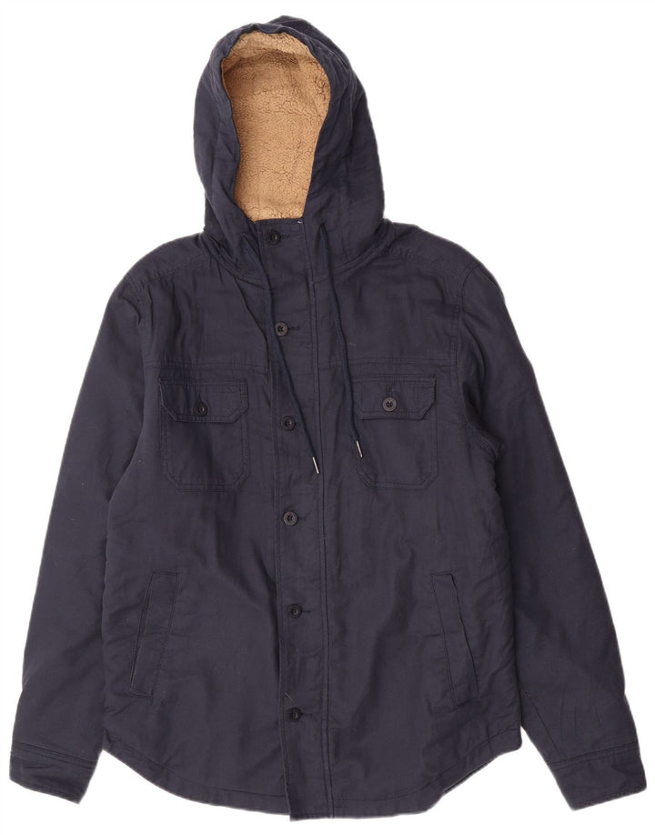 Rip Curl Mens Hooded Utility Jacket UK 38 Medium Navy Blue Cotton