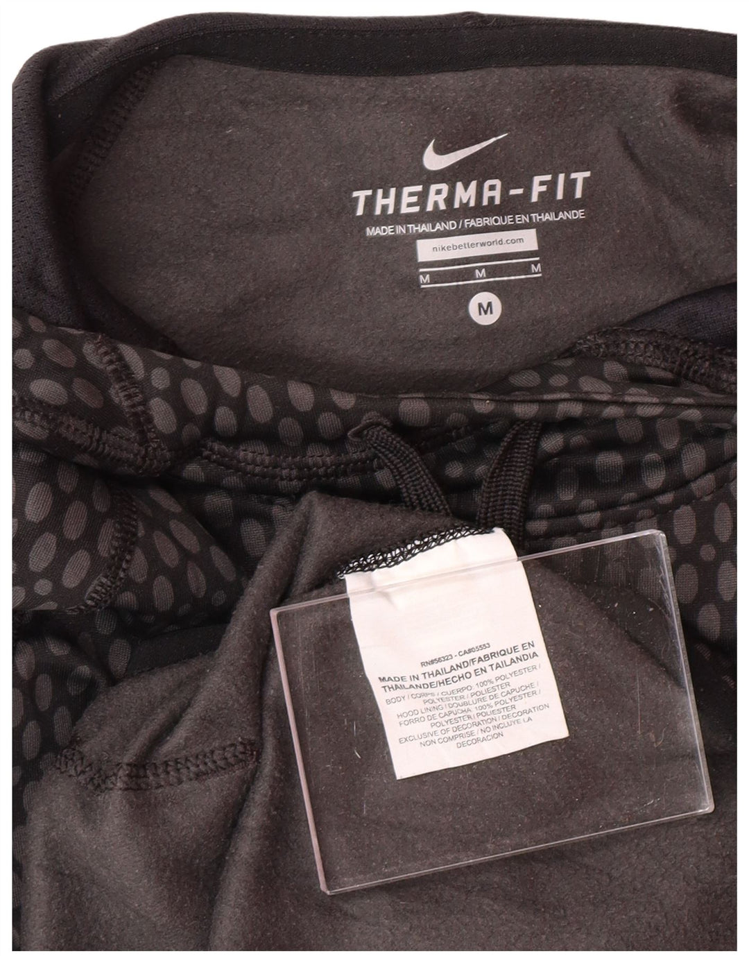 NIKE Mens Therma-Fit Hoodie Jumper Medium Black Spotted Polyester
