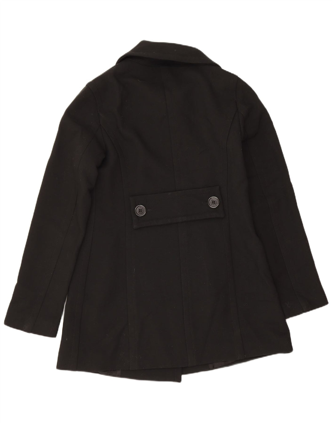 Zara Mujer Abrigo Cruzado UK 10 Small Lana Negra