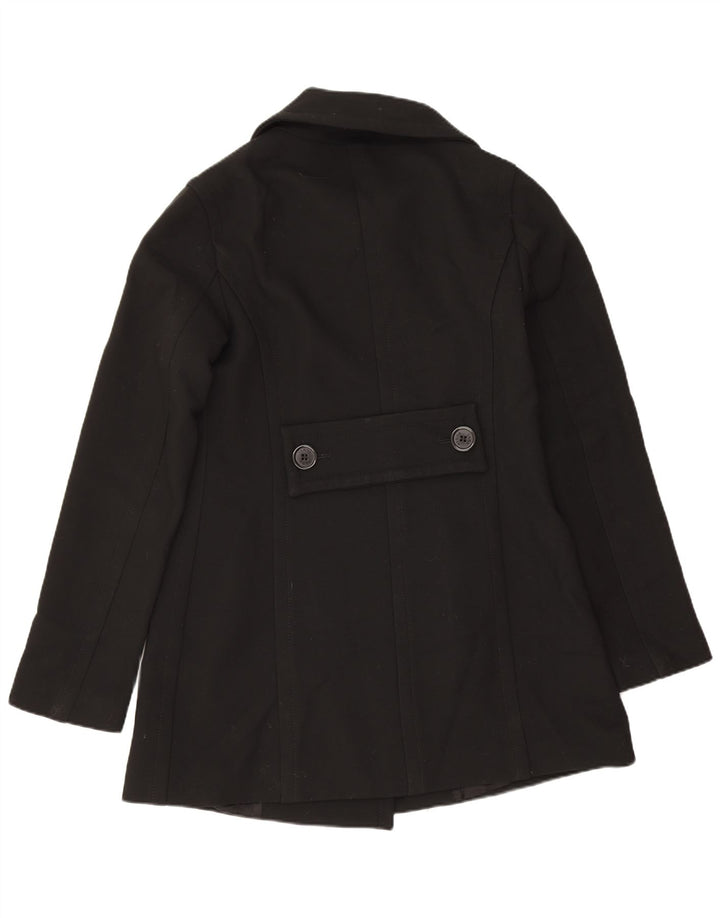 Zara Mujer Abrigo Cruzado UK 10 Small Lana Negra