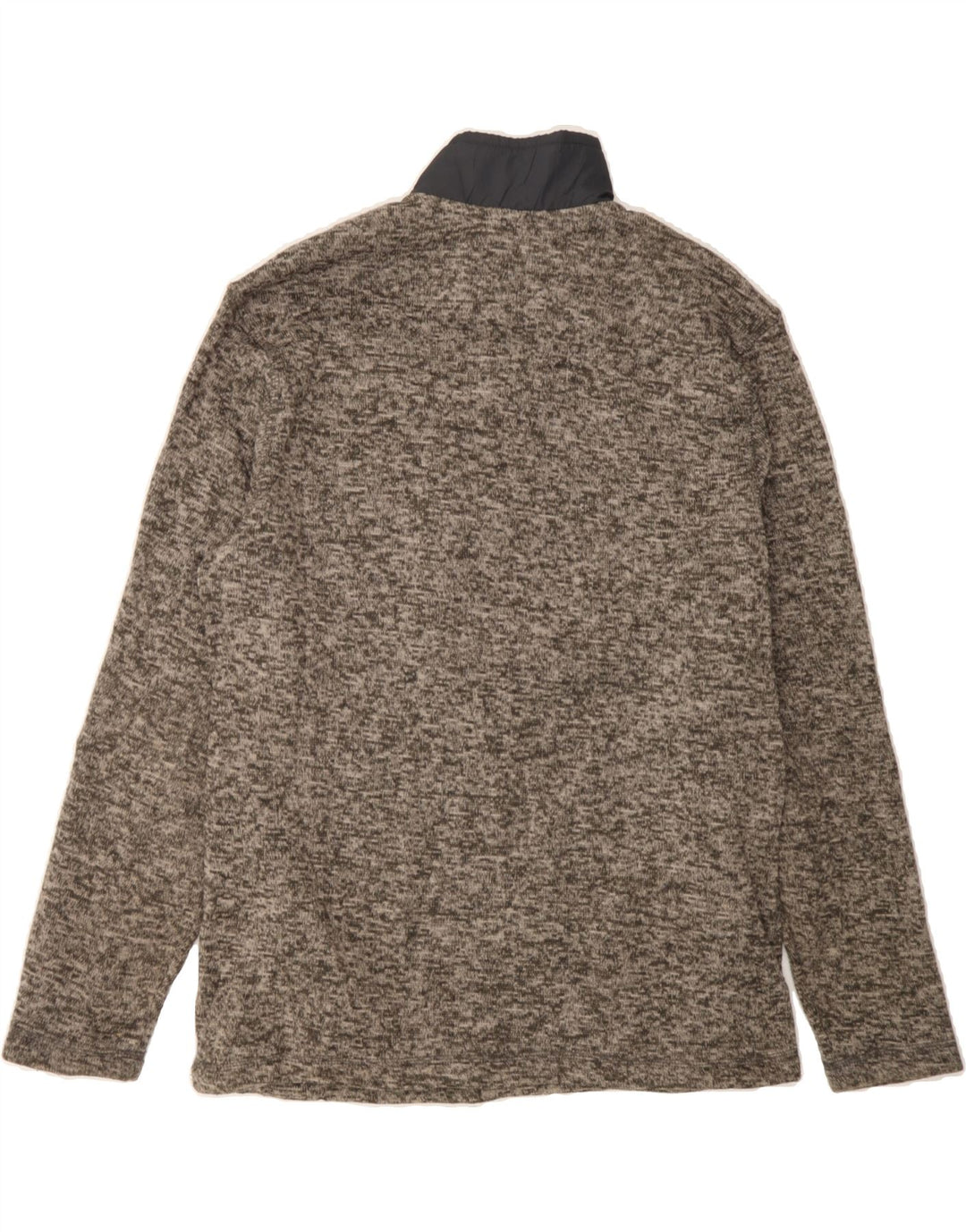 EDDIE BAUER Mens Zip Neck Sweatshirt Jumper Medium Grey Flecked Polyester Vintage Eddie Bauer and Second-Hand Eddie Bauer from Messina Hembry 