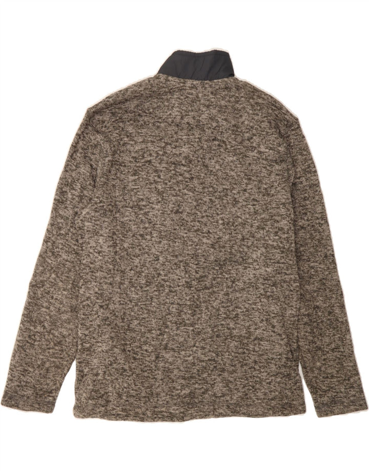 EDDIE BAUER Mens Zip Neck Sweatshirt Jumper Medium Grey Flecked Polyester Vintage Eddie Bauer and Second-Hand Eddie Bauer from Messina Hembry 