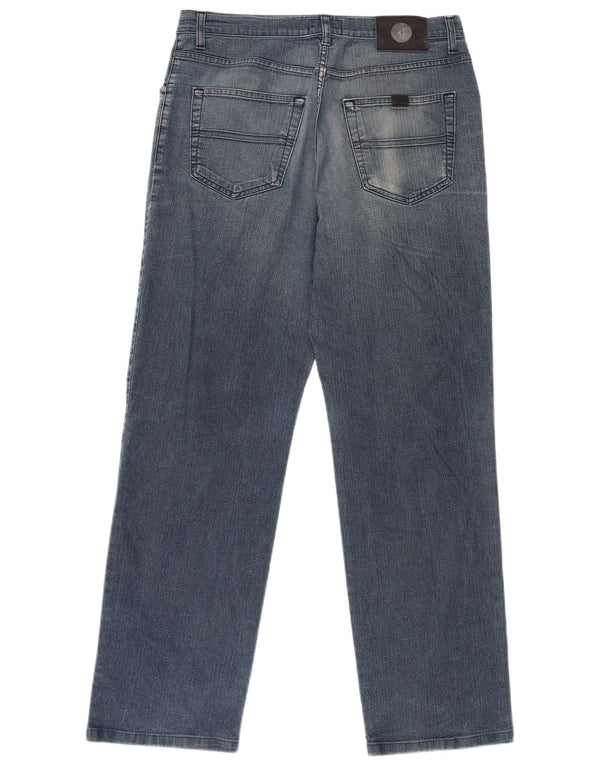 Trussardi Mens Straight Jeans W34 L30 Azul Algodão