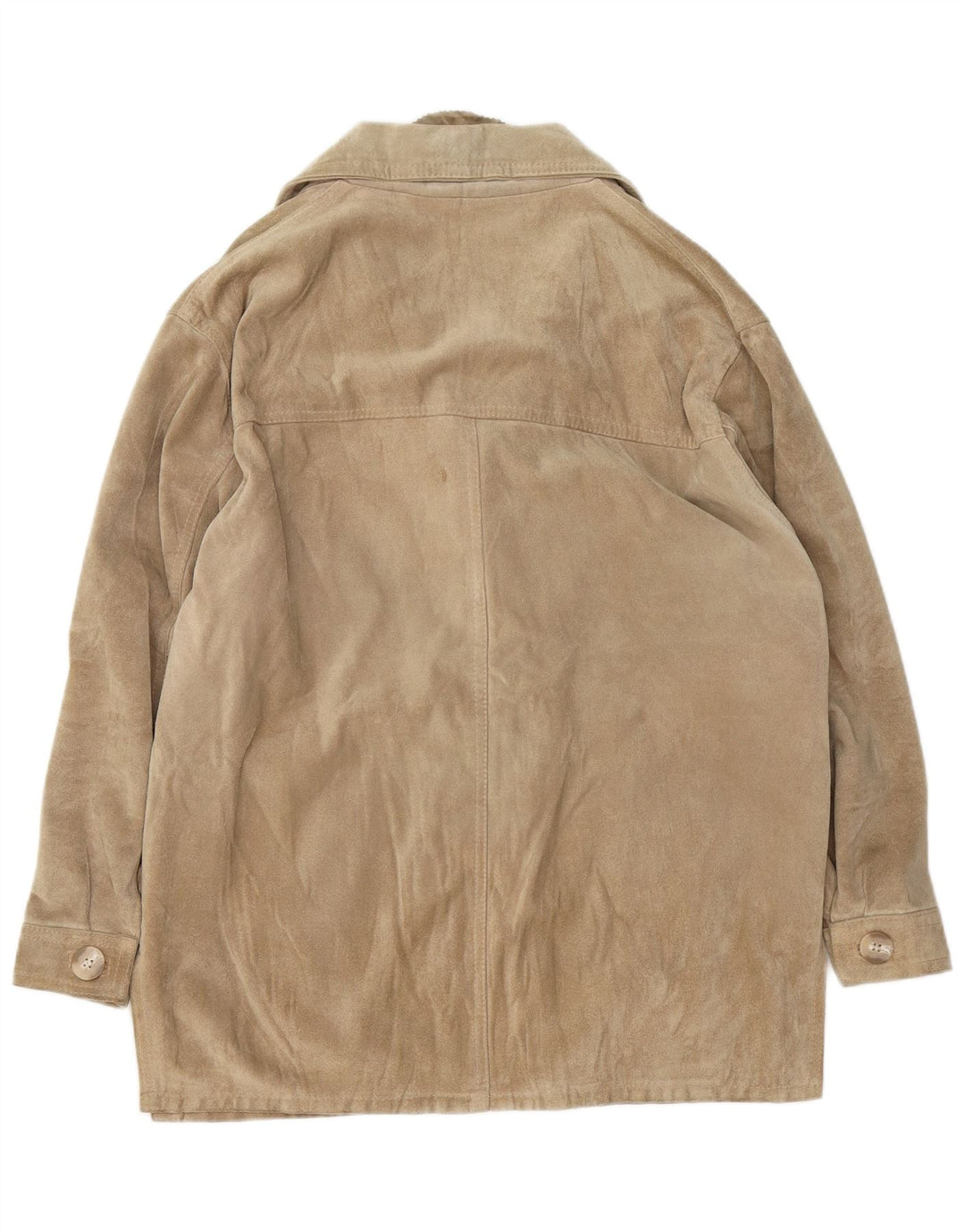 BARONE Womens Firenze Suede Overcoat UK 16 Large Beige Leather