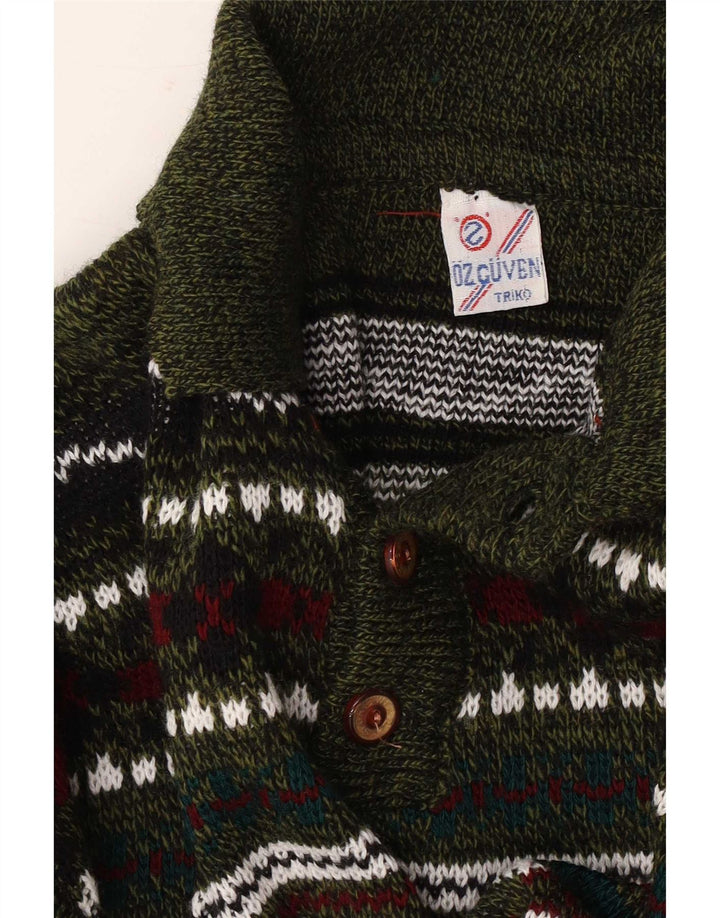 Vintage Mens Polo Neck Jumper Sweater Medium Multicoloured Geometric